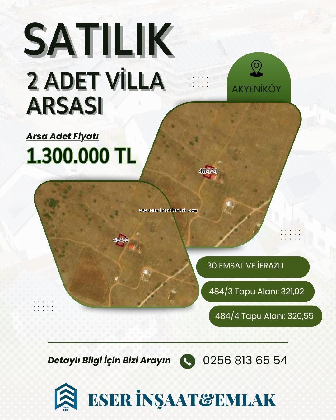 DİDİM AKYENİKÖY BALOVA MEVKİSİNDE YATIRIMLIK 2 ADET VİLLA ARSASI