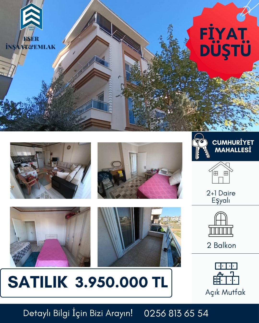 FİYAT DÜŞTÜ!  2+1 Eşyalı Daire